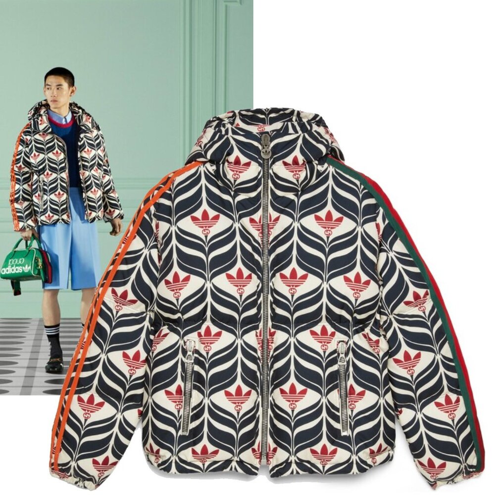 GUCCI MENS DOWN JACKET X ADIDAS G LOGO TREFOIL w WEB STRIPE sz 54 XXL
